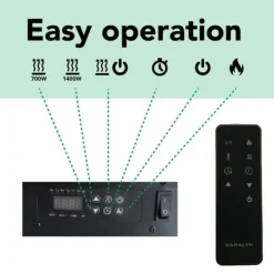 Levico 120 elektrisk inbyggd spis - 3-sidig inbyggd spis med värme - 1400 Watt - fjärrkontroll