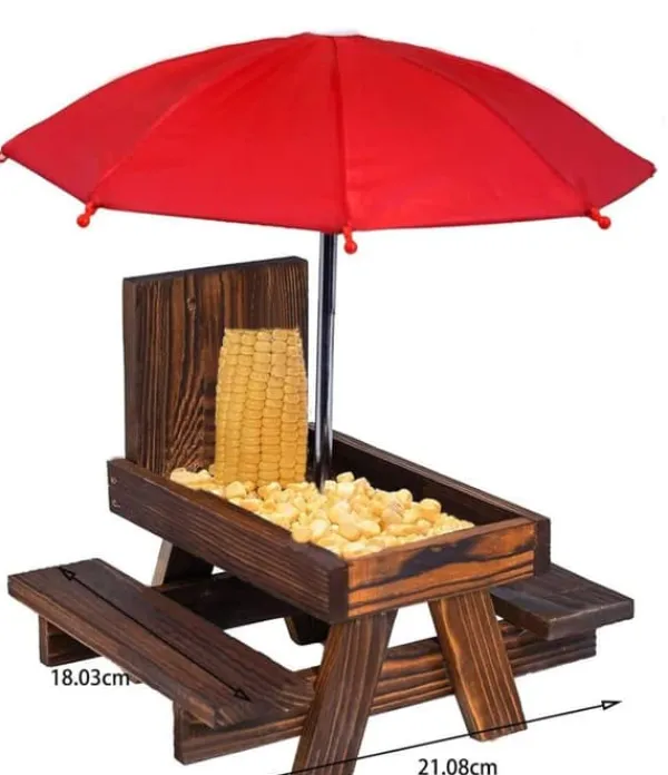 Best Lollanda Bordssats för ekorre – utomhus picknickbord med parasoll för fågel- och ekorrmatning, dekorativ trädgårdsstation För Fåglar & Småvilt