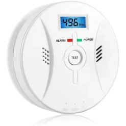 Lollanda Kolmonoxidlarm med LCD-display – högkänslig, 85 dB högljudd varning, batteridriven CO-gasdetektor