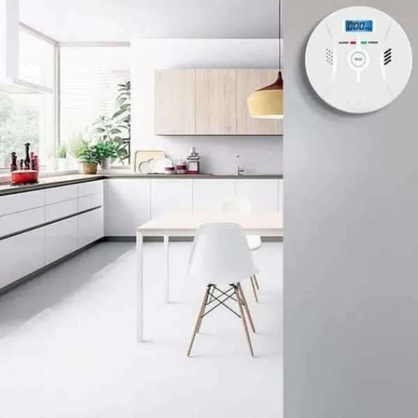 Lollanda Kolmonoxidlarm med LCD-display – högkänslig, 85 dB högljudd varning, batteridriven CO-gasdetektor
