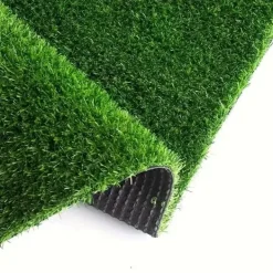 Clearance Lollanda Konstgräsmatta utomhus 0,5x2 m – 15 mm tjock, genomsläpplig gräsmatta för balkong, trädgård och uteplats, grön konstgräsmatta Markduk & Fiberduk