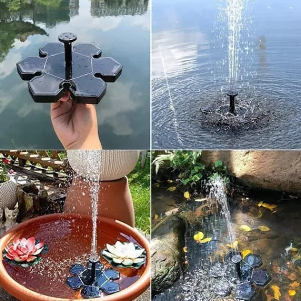 Hot Lollanda Solcellsdriven Fontänpump med 7 Munstycken - Flytande Sol Fontänpump, för Trädgård, Pool och Fågelbad Fontäner & Dammar