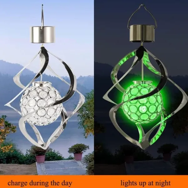 New Lollanda Solcellsdriven Vindspelslampa, Vindspel med RGB, Vindspel Med Solcell LED, IP65, Vindklocka Trädgårdsdekoration Utomhusbelysning Vinddekoration