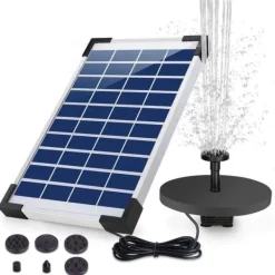 Clearance Lollanda 5W Solcellsdriven Fontänpump med 6 Munstycken - Flytande Sol Fontänpump, för Fågelbad och Trädgård Fontäner & Dammar