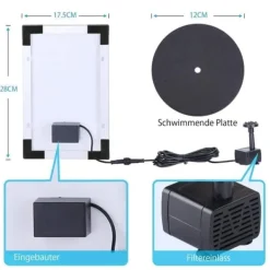 Clearance Lollanda 5W Solcellsdriven Fontänpump med 6 Munstycken - Flytande Sol Fontänpump, för Fågelbad och Trädgård Fontäner & Dammar
