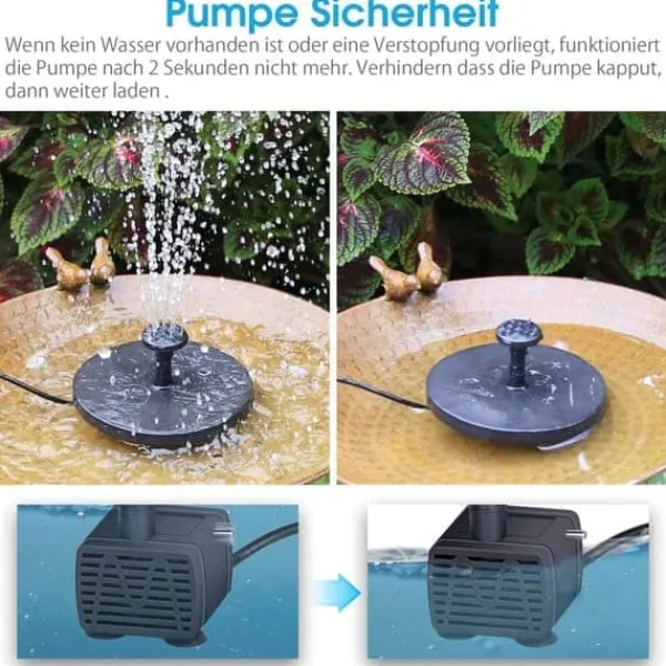 Clearance Lollanda 5W Solcellsdriven Fontänpump med 6 Munstycken - Flytande Sol Fontänpump, för Fågelbad och Trädgård Fontäner & Dammar