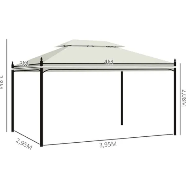 Online Lyxpaviljong 3x4 m, creme – partytält för trädgård & terrass Tält & Lusthus