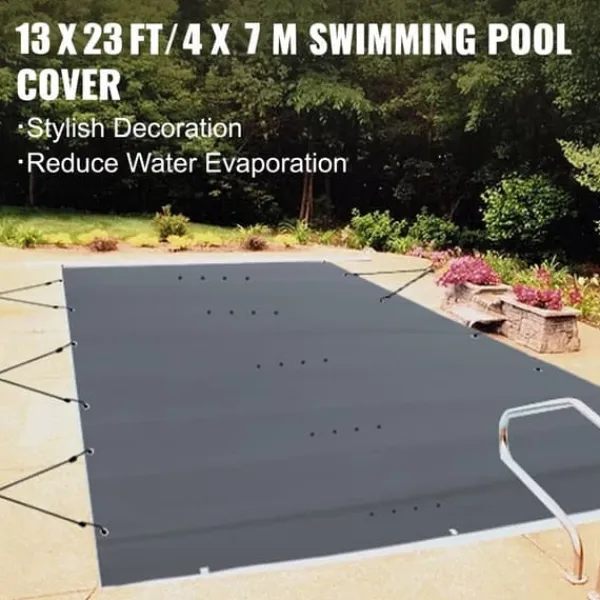 Discount 4m x 7m poolskydd, pool säkerhetsskydd, slitstarkt PVC-material, förbättrad säkerhet, skyddad mot skräp och löv, lätt att installera Pool- & Spatillbehör