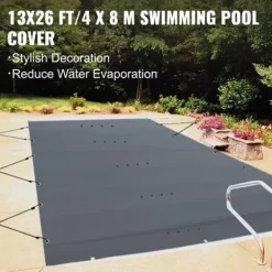 New 4m x 8m poolskydd, pool säkerhetsskydd, slitstarkt PVC-material, förbättrad säkerhet, skyddad mot skräp och löv, lätt att installera Pool- & Spatillbehör