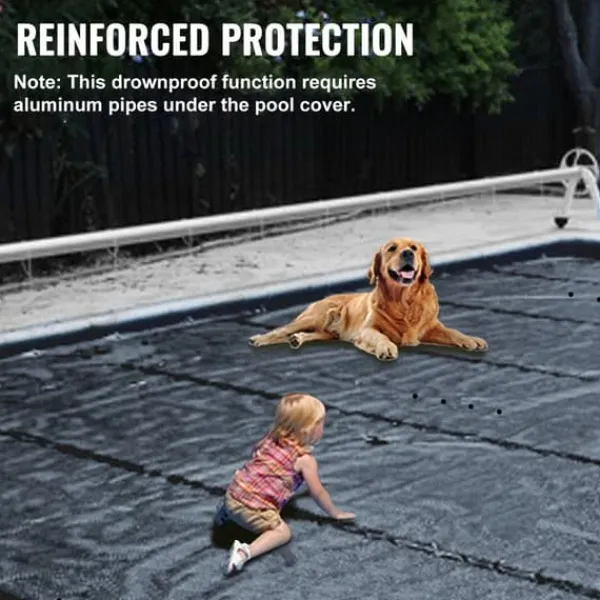 New 4m x 8m poolskydd, pool säkerhetsskydd, slitstarkt PVC-material, förbättrad säkerhet, skyddad mot skräp och löv, lätt att installera Pool- & Spatillbehör