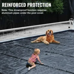 3,5m x 6m poolskydd, pool säkerhetsskydd, slitstarkt PVC-material, förbättrad säkerhet, skyddad mot skräp och löv, lätt att installera