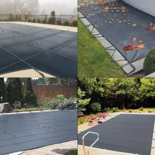 3,5m x 6m poolskydd, pool säkerhetsskydd, slitstarkt PVC-material, förbättrad säkerhet, skyddad mot skräp och löv, lätt att installera