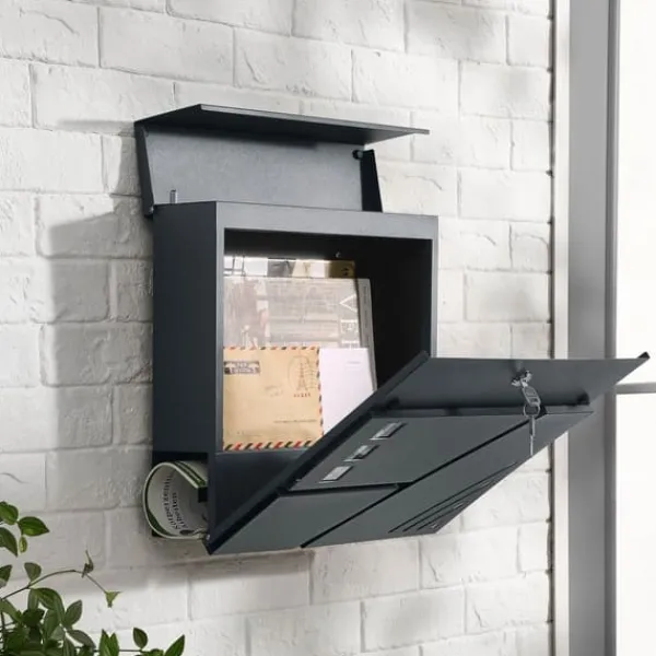Best Mailbox - Wall Letterbox - med visningsfönster - med lås och nycklar - svart Postlådor & Brevlådor