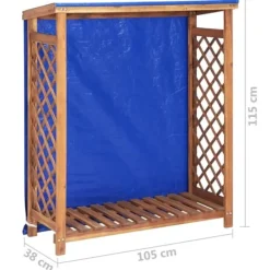 Hot Massiv vedbod i akaciaträ för utomhusbruk | Storlek: 105x38x115 cm | Färg: Naturlig träfinish Skjul, Garage & Carports