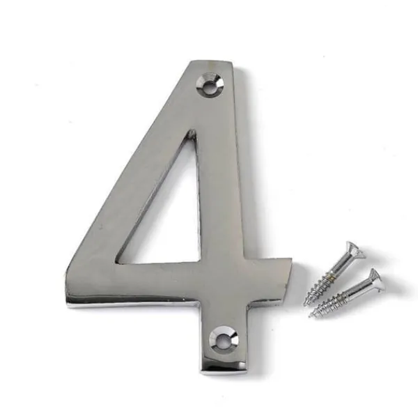 Merriway - BH04331 - Bulk Hardware Låsningsnummer i förkromad mässing nummer 4, 75 mm Adresskyltar & Husnummer