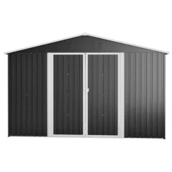 Hot Metall redskapsbod 300×252×191 cm, XXXL med sadeltak – trädgårdsförråd/lager, antracit Skjul, Garage & Carports