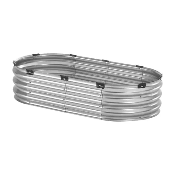 Discount Metall Upphöjd Trädgårdssäng 4x2x1ft, Utomhusplanteringslåda, Galvaniserad, Silverfärgad Planteringsbänkar
