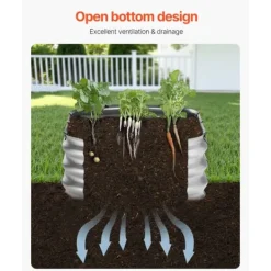 Discount Metall Upphöjd Trädgårdssäng 4x2x1ft, Utomhusplanteringslåda, Galvaniserad, Silverfärgad Planteringsbänkar