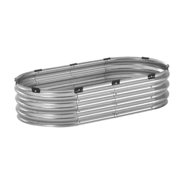 Discount Metall Upphöjd Trädgårdssäng 4x2x1ft, Utomhusplanteringslåda, Galvaniserad, Silverfärgad Planteringsbänkar