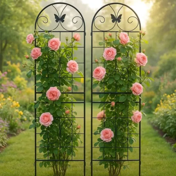 Metallgaller 2-pack för klätterväxter, stöd för krukväxter, husväxter, blommor, grönsaker & trädgårdsdekoration inne/ute