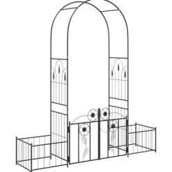 vidaXL Metallträdgårdsbåge - - Svart - 203x50x218 cm - Stabil struktur - Målad yta - Modern stil