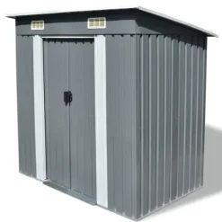 New Metallträdgårdsbod för förvaring - Galvaniserad konstruktion | Färg: Grå | Storlek: Standard Skjul, Garage & Carports