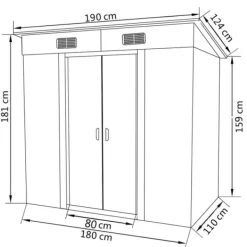 New Metallträdgårdsbod för förvaring - Galvaniserad konstruktion | Färg: Grå | Storlek: Standard Skjul, Garage & Carports