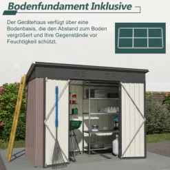 Best Metallverktygsskjul, 8x4 FT, Väderbeständig Konstruktion, Lutande Takdesign, Ventilationssystem, Låsbara Dörrar Skjul, Garage & Carports