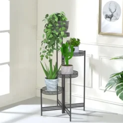 Sale Metallväxtställ, hopfällbart, högt blomkruksställ, 4 TierBlack Krukor & Växtbehållare