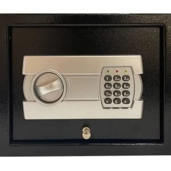 Clearance MICEL - 13384 - Brandsäkerhetsskåp med elektronisk lås, 4 AA-batterier och 2 nycklar Svart 300 x 220 x 100 mm Kassaskåp