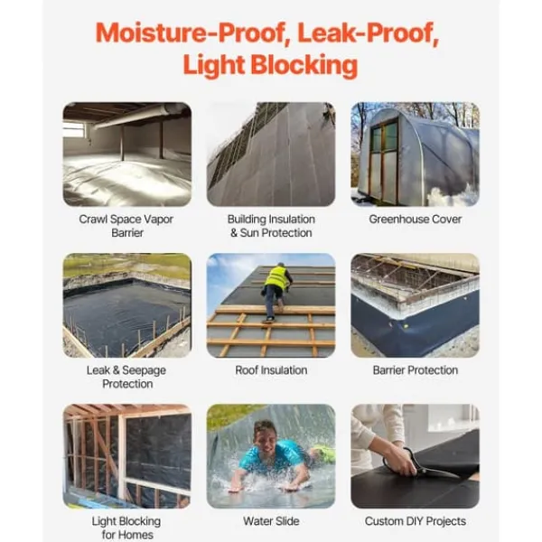 Online 4Mil Plastfolierulle, 3x50 FT, Tungt Duty Polyeten, Svart Markduk & Fiberduk