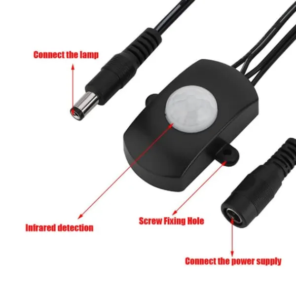 Best Mini PIR Infraröd rörelsesensor detektorbrytare för LED Strip - Svart, 6-24V, 5A Rörelsedetektorer