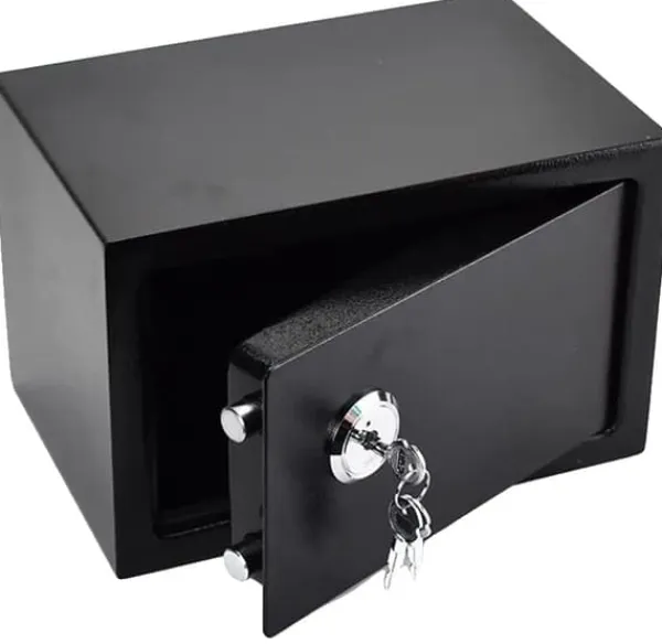 Mini Safe, 4,6 liters kapacitet, mekaniskt lås, 3 nycklar ingår, hållbar Q235 stål, väggmonterbar
