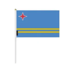 New Mini-flagga - Aruba - 30 x 45 cm - 50 stycken - Polyestertyg - Framsida/baksida - Flerfärgad Flaggor & Vindstrutar