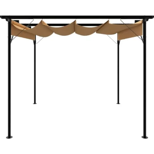 Hot Mångsidig pergola med infällbart tak i taupe | Storlek: 3x3 m | Material: Stål 180 g/m² Valvbågar, Spaljéer, Bersåer & Pergolor