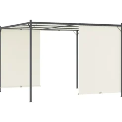 Hot Mångsidig pergola med justerbart tak - Utomhusmöbel | Färg: Gräddvit | Storlek: 3x3 m Valvbågar, Spaljéer, Bersåer & Pergolor