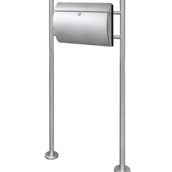 Outlet Modern brevlåda med stativ i rostfritt stål - Inkl. smart lock | Färg: Rostfritt stål | Storlek: Standard Postlådor & Brevlådor
