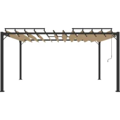 Discount Modern paviljong med lamelltak 3x4 m | Färg: Taupe | Material: Tyg och aluminium Valvbågar, Spaljéer, Bersåer & Pergolor