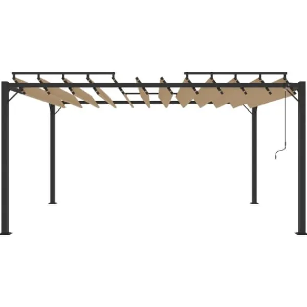 Discount Modern paviljong med lamelltak 3x4 m | Färg: Taupe | Material: Tyg och aluminium Valvbågar, Spaljéer, Bersåer & Pergolor