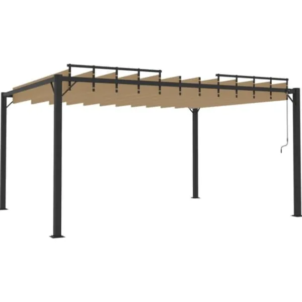 Discount Modern paviljong med lamelltak 3x4 m | Färg: Taupe | Material: Tyg och aluminium Valvbågar, Spaljéer, Bersåer & Pergolor