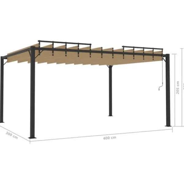 Discount Modern paviljong med lamelltak 3x4 m | Färg: Taupe | Material: Tyg och aluminium Valvbågar, Spaljéer, Bersåer & Pergolor