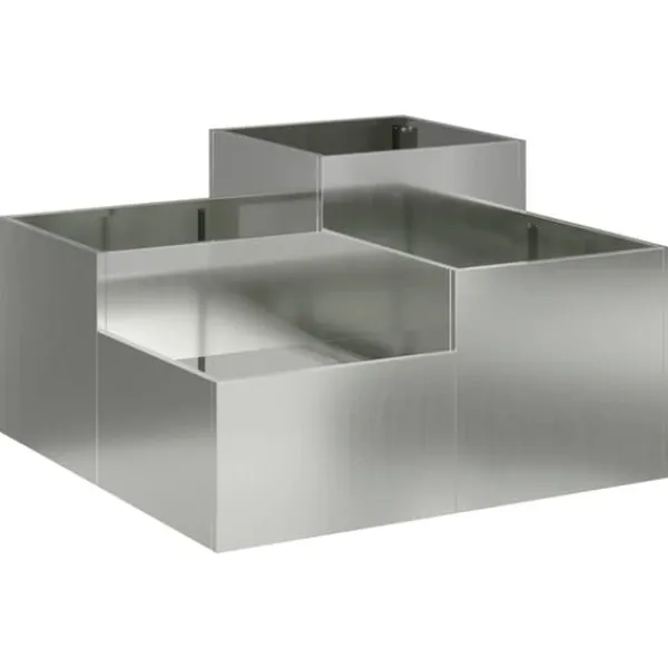Sale Moderna planteringslådan i galvaniserat stål | Storlek: 100x100x48 cm | Färg: Grå Planteringsbänkar