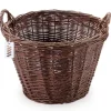 Mörk rottingkorg för skörd av frukt, grönsaker, potatis, blomkruka, ballong, 45 cm, jute, fäst med remmar