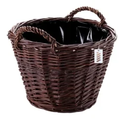 Sale Mörk rottingkorg för skörd av frukt, grönsaker, potatis, blomkruka, rökballong, 30 cm, utan insats Trädgårdskorgar