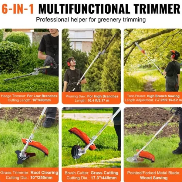 New Multifunktionellt 6-i-1 trimverktyg, Gashäcksax 52CC, ogräsätare, kraftfull och effektiv, lätt att använda Trädgårdsmaskiner