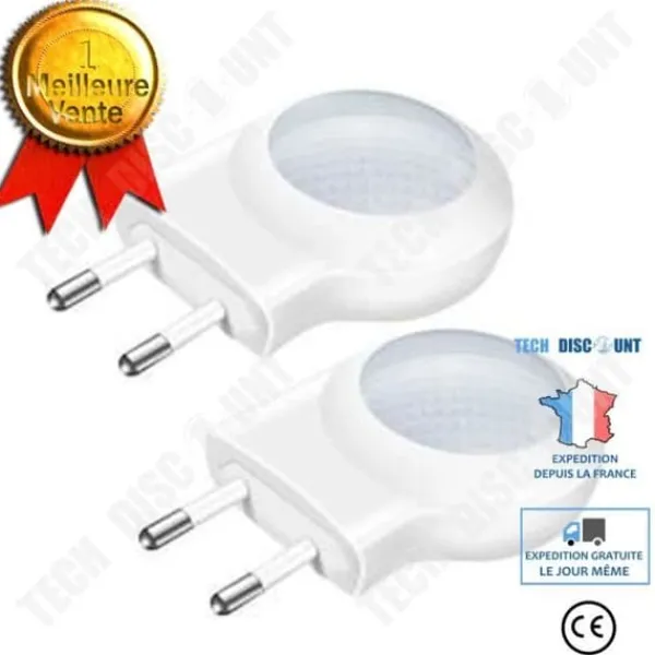 Discount Nattlampa - TD® - 0.7W - Ljus Sensor - 2 St - Vit Rörelsedetektorer