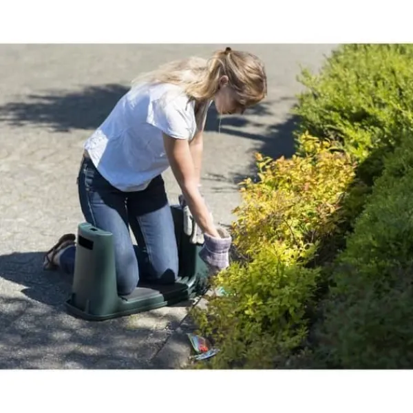New NATUR HDPE knäpall - 2 positioner: sittande och knäande - H 34 x 65,5 x 25 cm - Grön Stöd Med Hjul, Säten & Knäskydd För Trädgårdsskötsel