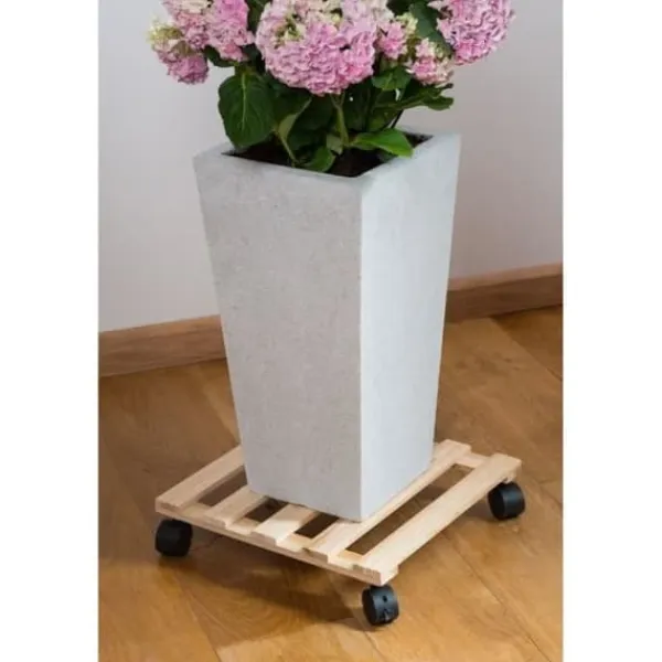 New NATUR Hyllan på hjul för växter - Gran - H7,4 x 35 x 35 cm Stöd Med Hjul, Säten & Knäskydd För Trädgårdsskötsel