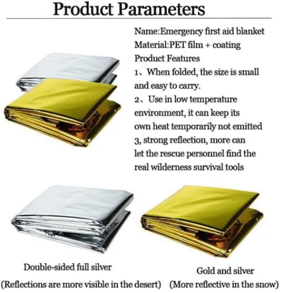 Sale nödfilt Survival Rescue First Aid Folie Termisk filt 130x210cm Beredskapsplaner
