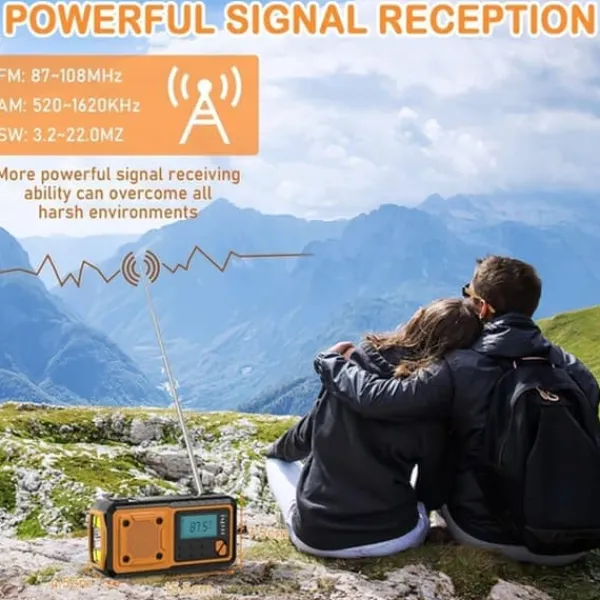 Hot Nödradio 4000mAh - AM/FM/SW handvevad radio med solceller USB, ficklampa, läslampa, SOS-larm, lämplig för camping, vandring och nödberedskap Beredskapsplaner